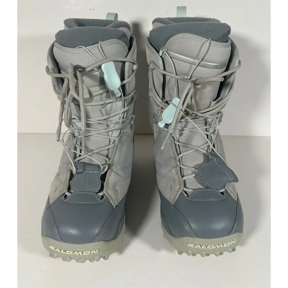 Salomon Kalitan Womens Snowboard Boots Grey Blue Memory Fit Size 7 USA 39 EUR